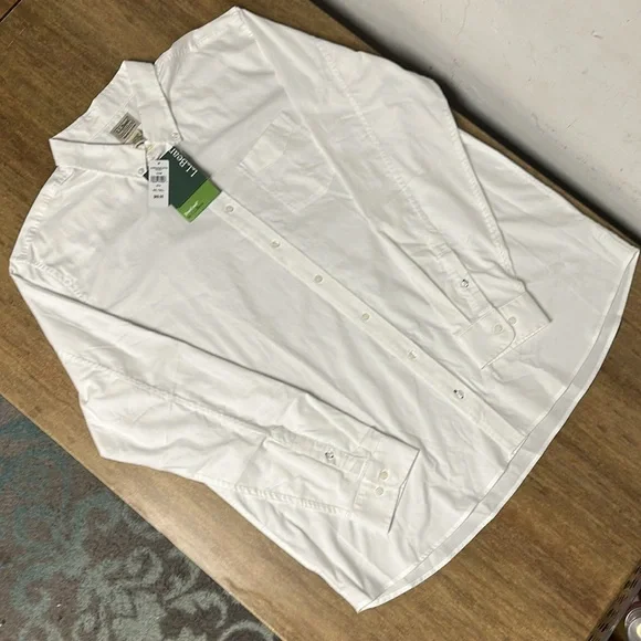 LL Bean Nwt tall true cool slightly fitted stretchy white button down shirt - Picture 3 of 8